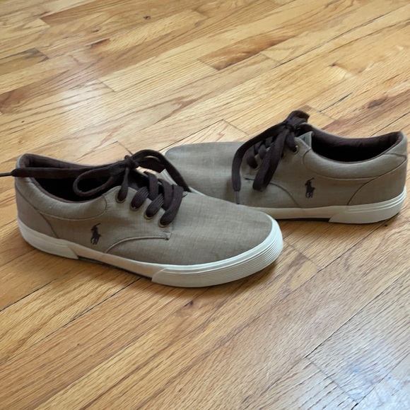 Polo by Ralph Lauren Shoes | Ralph Lauren Mens Thorton Canvas Low-top Sneakers | Color: Brown/Tan | Size: 10 | Sarenavolante's Closet